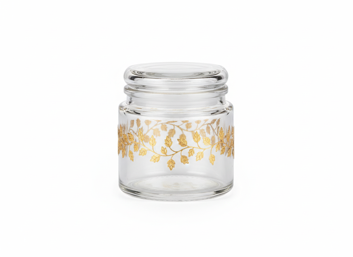 Golden design glass jar