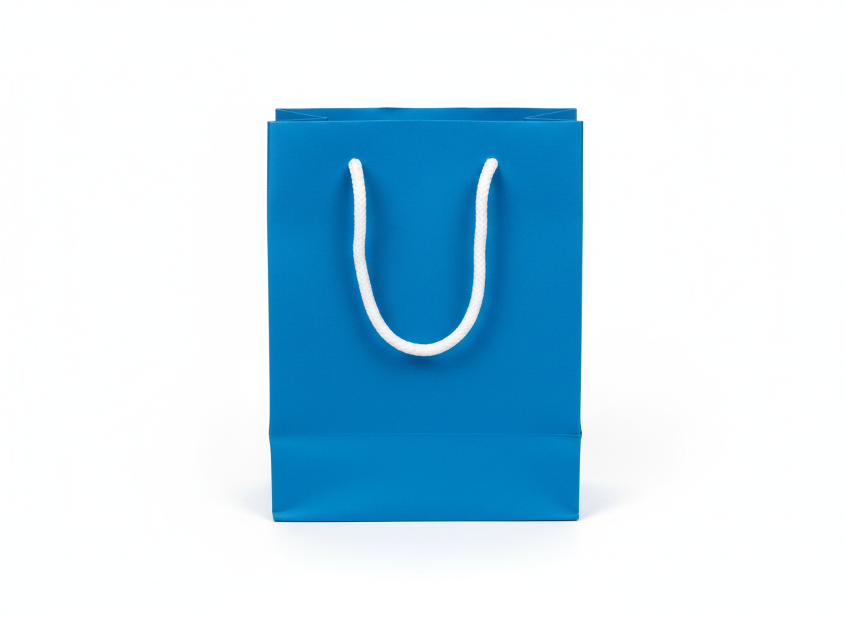 Blue thick paper bag · Small Blue · 26×11×21 cm