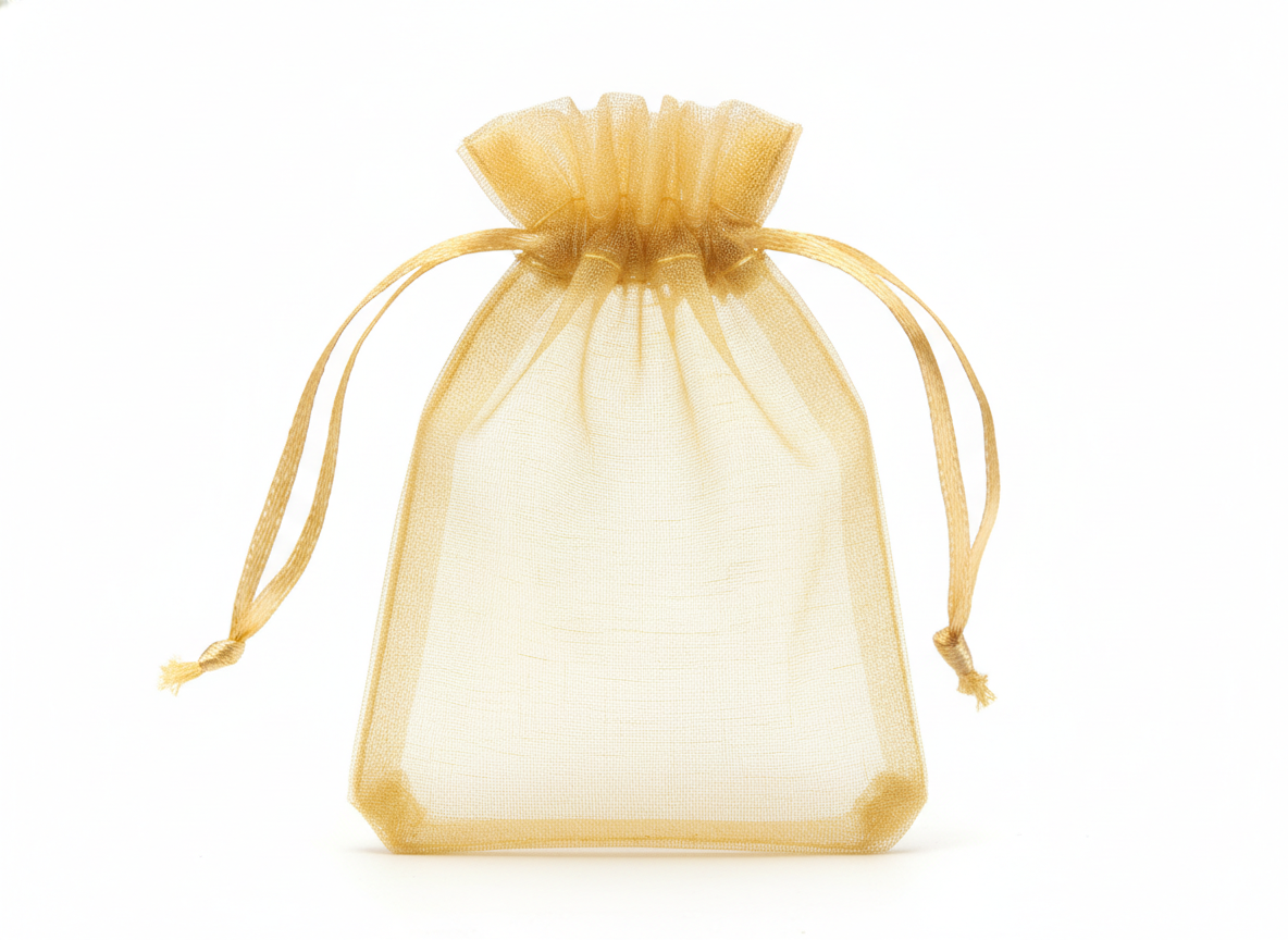 Golden organza pouch · Golden · 10×14 cm