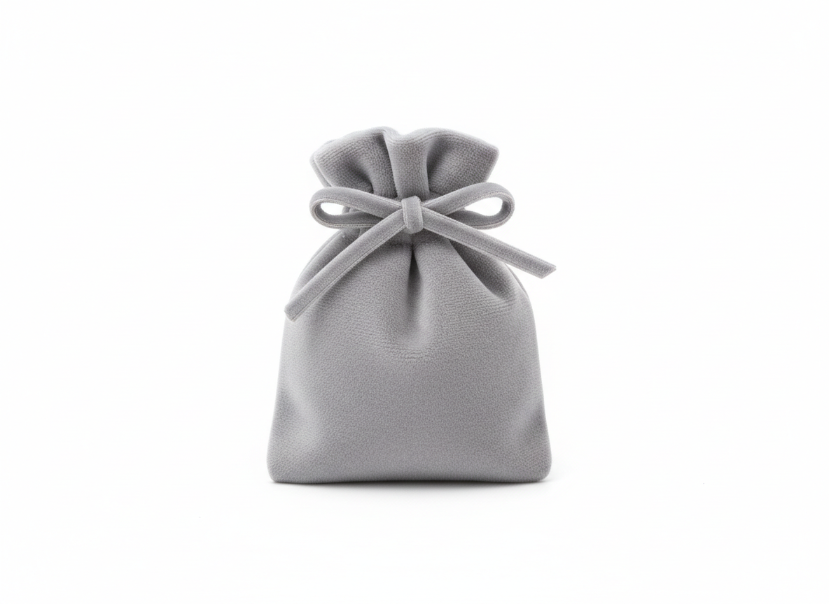 Grey drawstring velvet pouch · Grey · 10×12 cm
