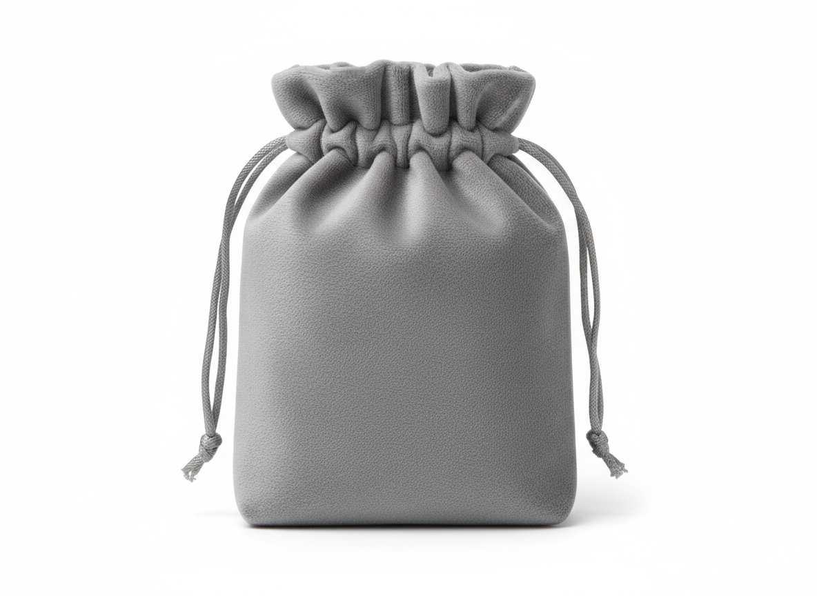 Grey drawstring velvet pouch · Grey · 13×18 cm