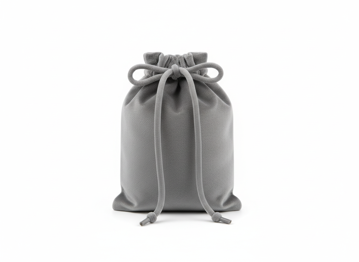 Grey drawstring velvet pouch · Grey · 17×23 cm