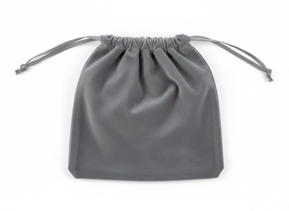 Grey drawstring velvet pouch · Grey · 20×30 cm