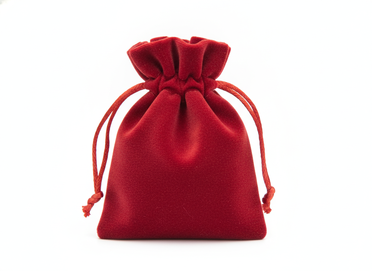 Red drawstring velvet pouch · Red · 10×12 cm
