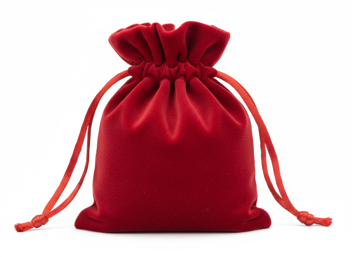 Red drawstring velvet pouch · Red · 13×18 cm