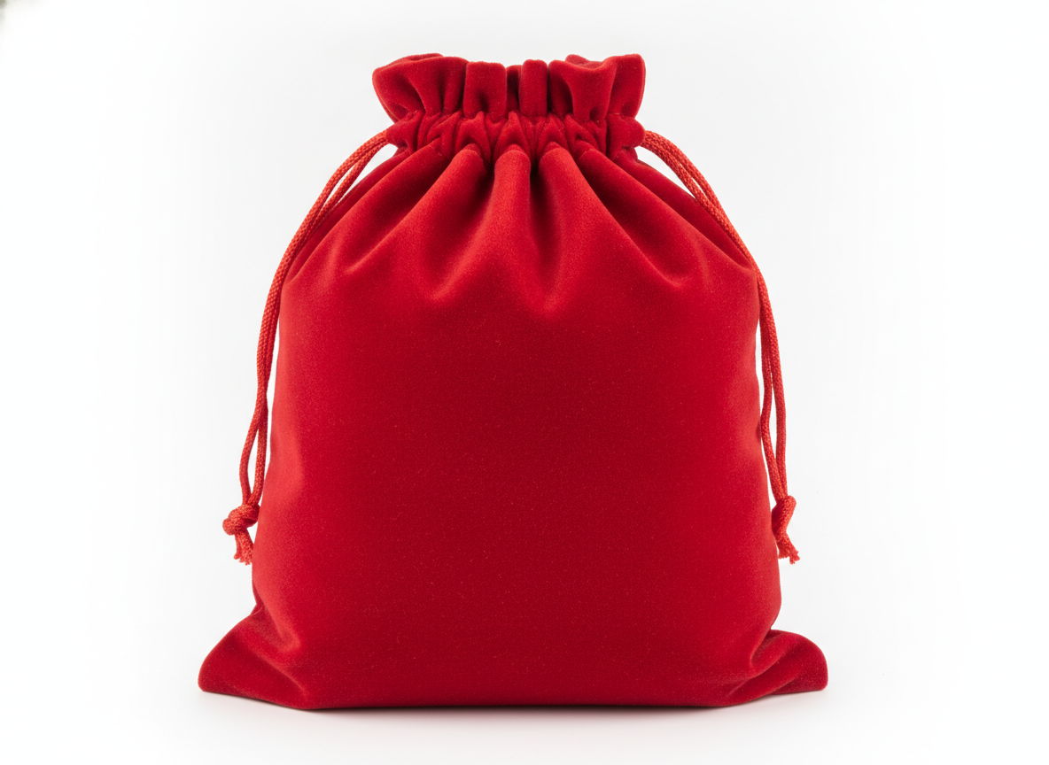 Red drawstring velvet pouch · Red · 20×30 cm