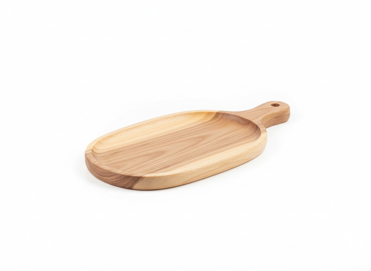 Oval handle wooden tray · Oval With Handle · 26x14cm