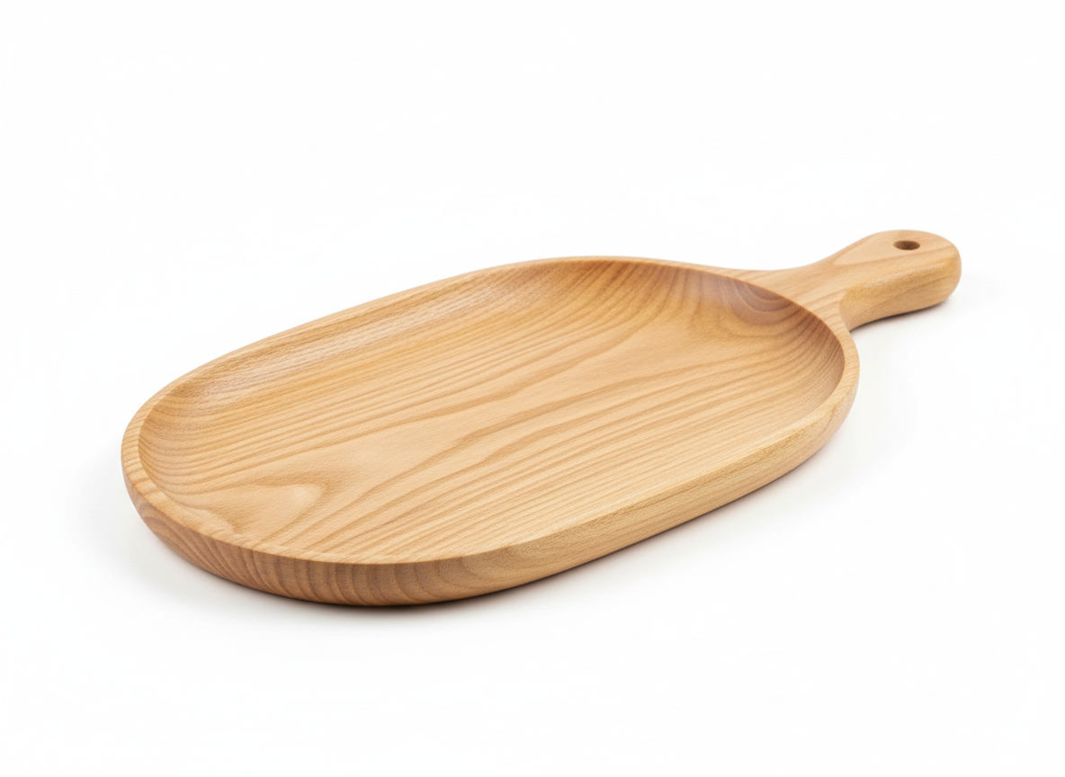 Oval handle wooden tray · Oval With Handle · 30x15 cm