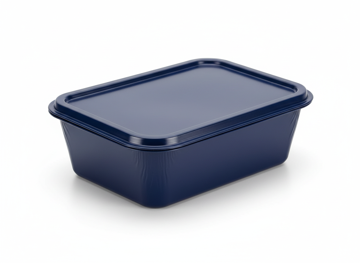 Microwavable flat lid navy aluminum foil container · Microwavable With Flat Lid Navy · 1035ml