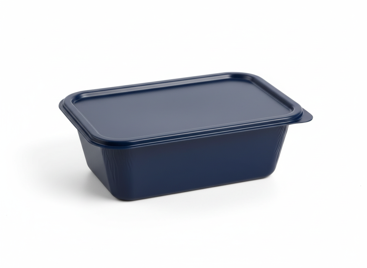 Microwavable flat lid navy aluminum foil container · Microwavable With Flat Lid Navy · 630ml