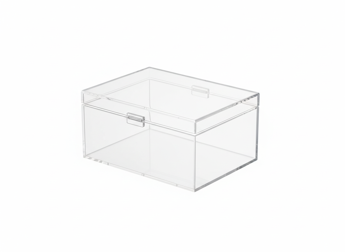 Clear flip lid acrylic box · Clear With Flip Lid · 14x12x8 cm