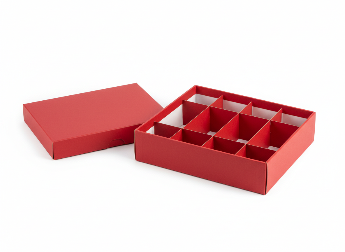 Red compartments box · 12 Red · 30×22×5 cm