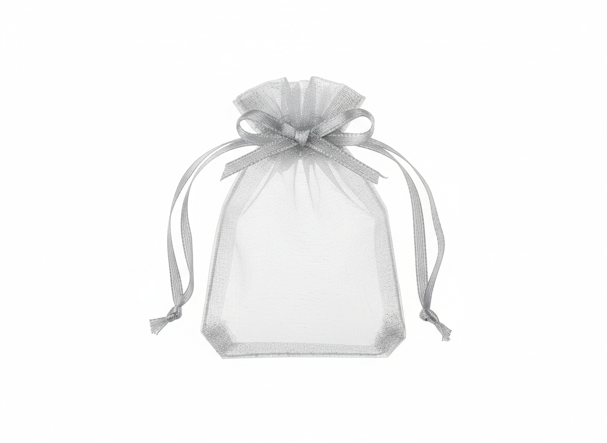 Silver organza pouch · Silver · 10×14