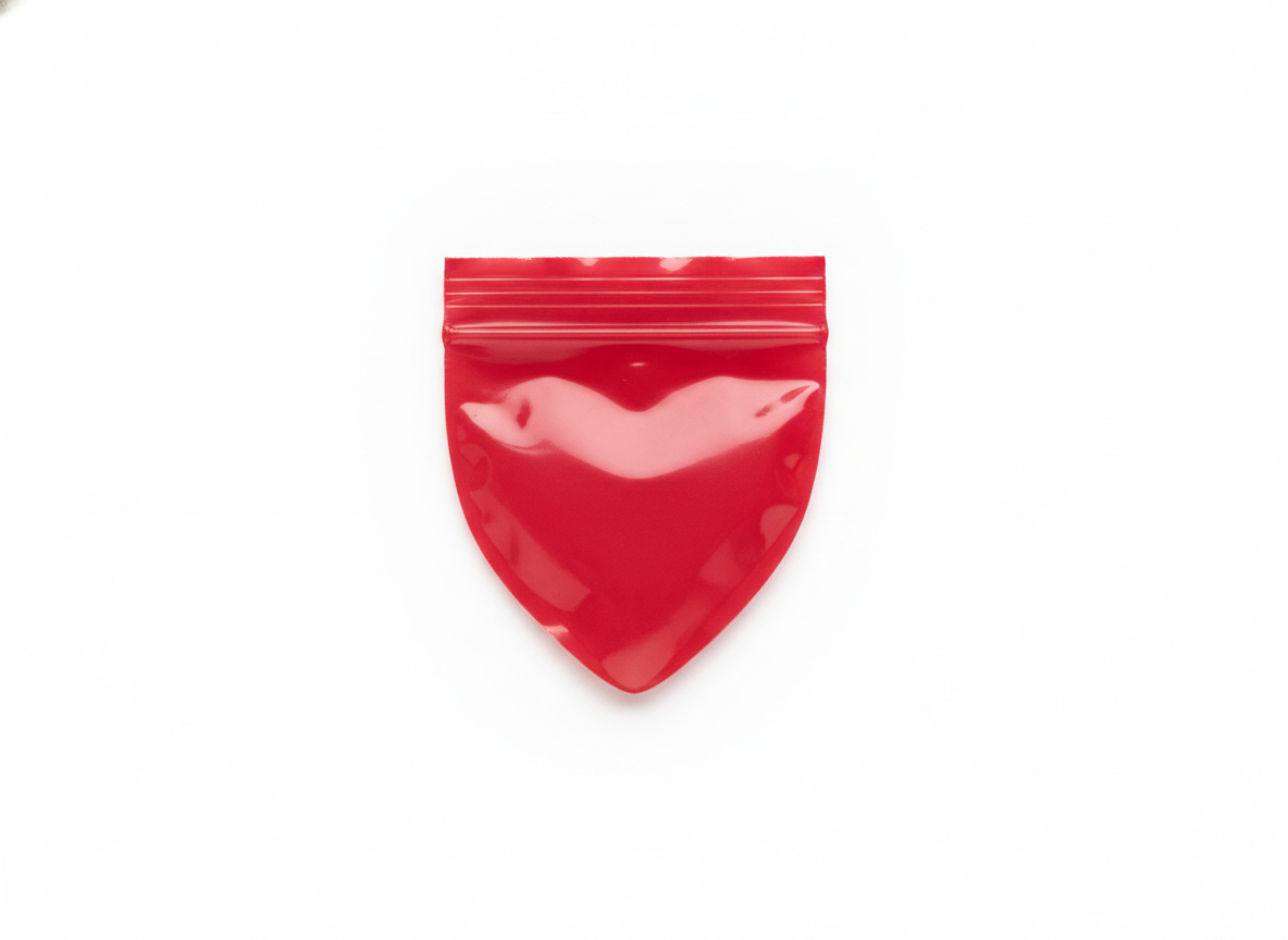 Red heart shape plastic zip lock bag · Red · Small