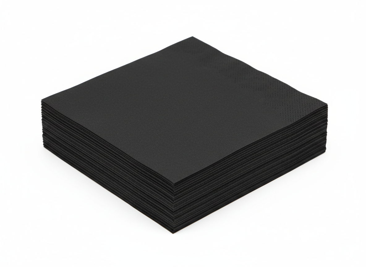 Black plain prime napkin · Black · 24x24cm