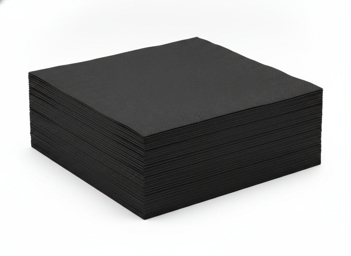 Black plain prime napkin · Black · 40x40cm
