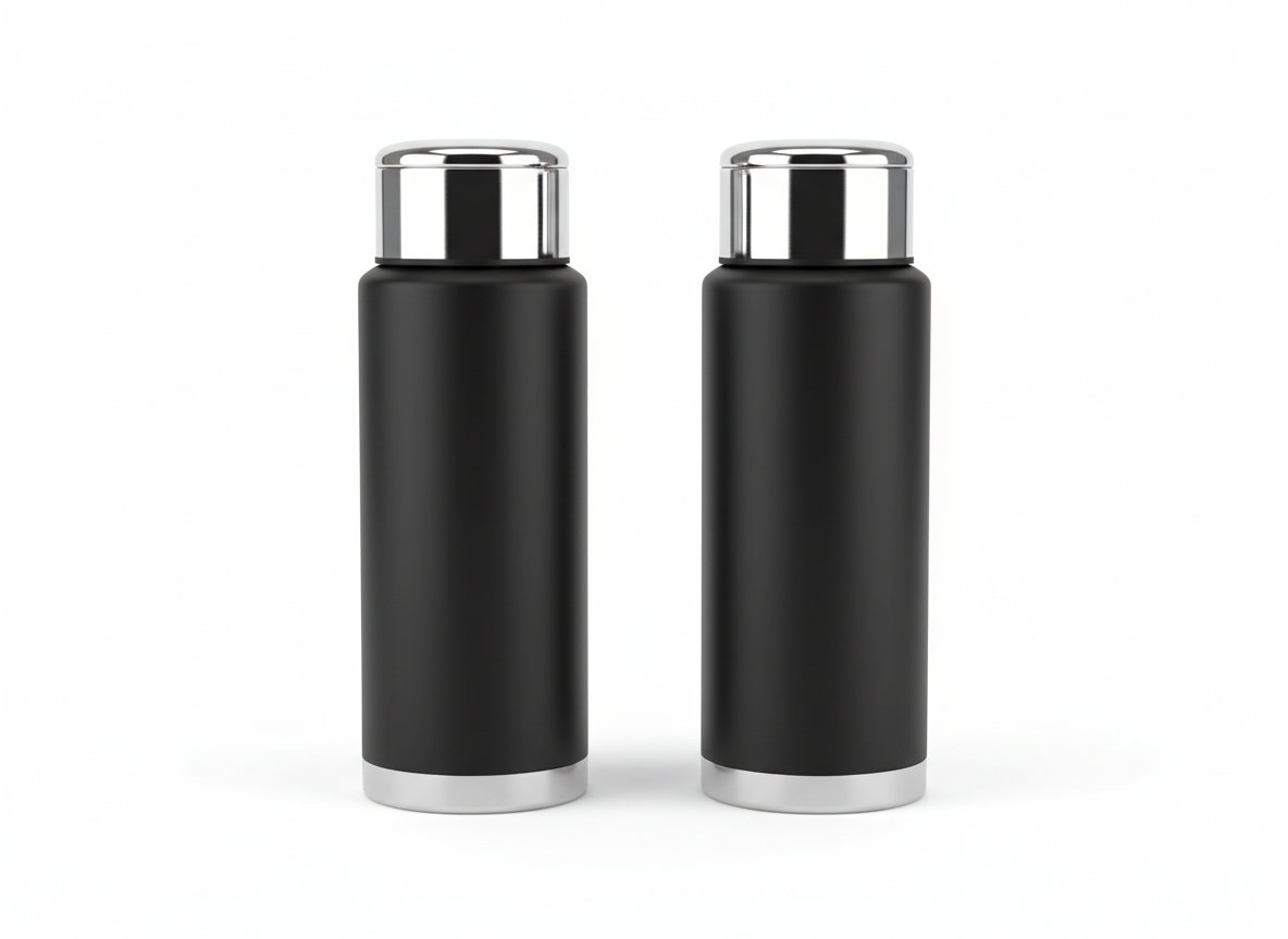 Black silver set vacuum flask