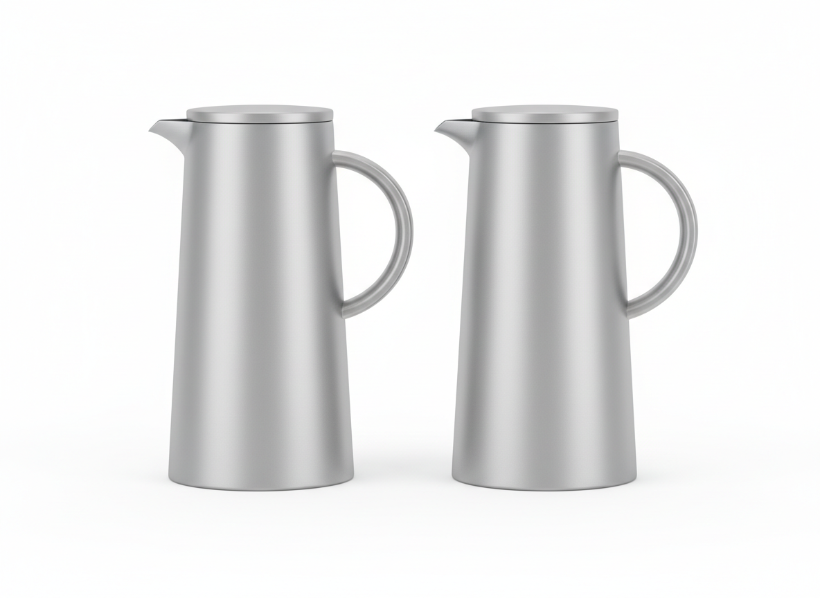Designed matte silver silver handle vacuum flask