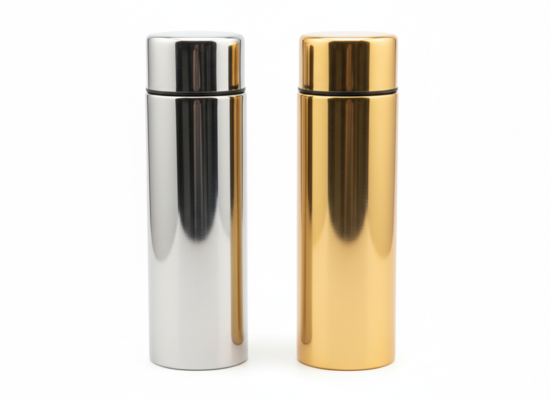 Shiny silver shiny gold set vacuum flask