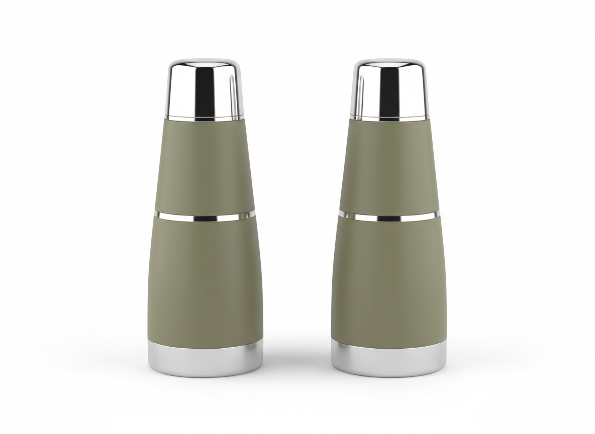 Khaki silver vacuum flask