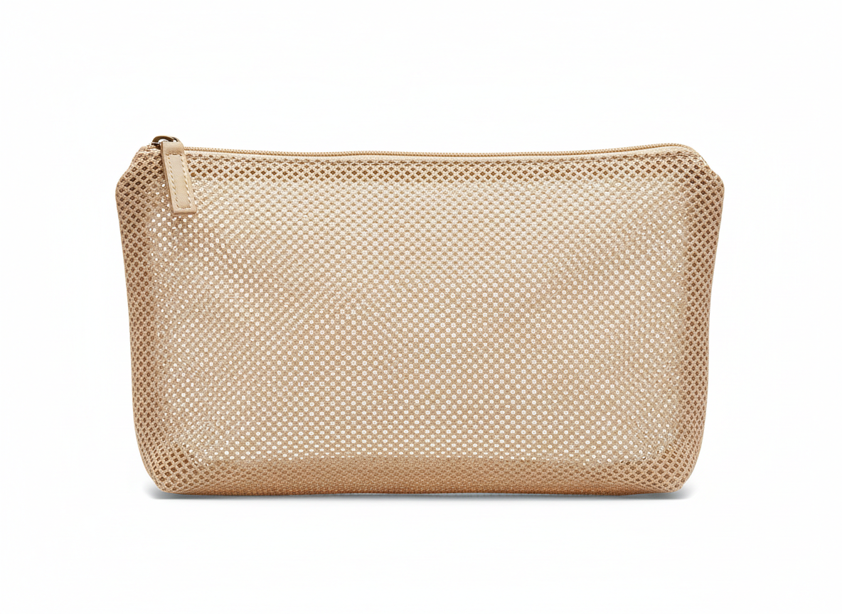 Beige make up mesh bag · Large · Beige