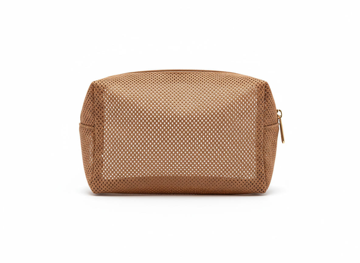 Brown make up mesh bag · Large · Brown