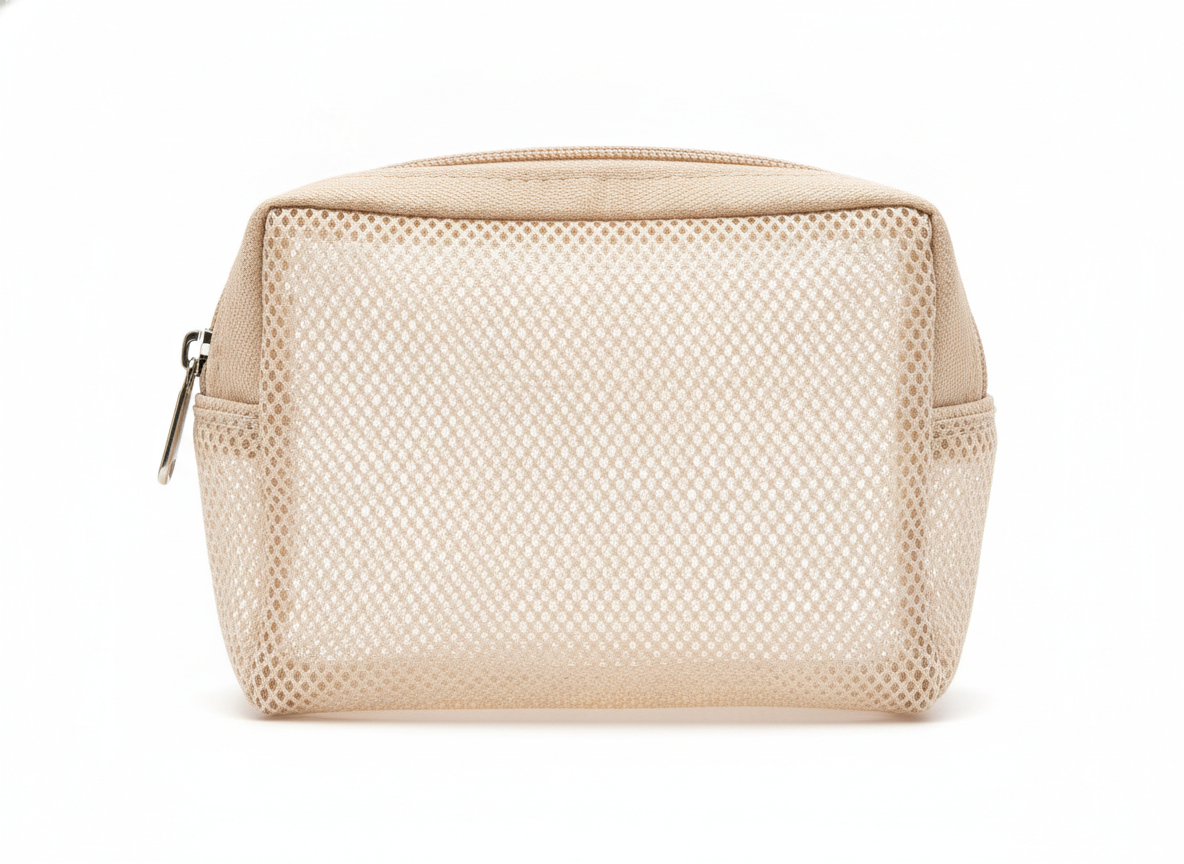 Beige make up mesh bag · Medium · Beige