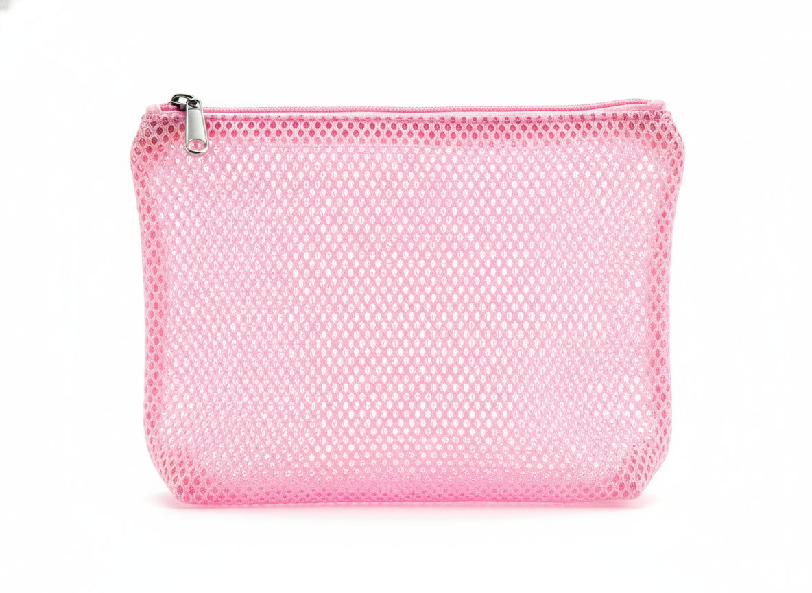 Pink make up mesh bag · Medium · Pink