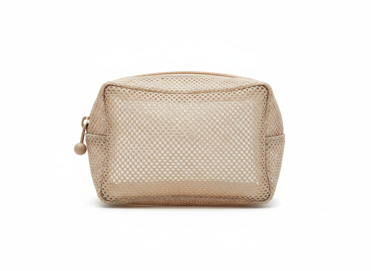 Beige make up mesh bag · Small · Beige