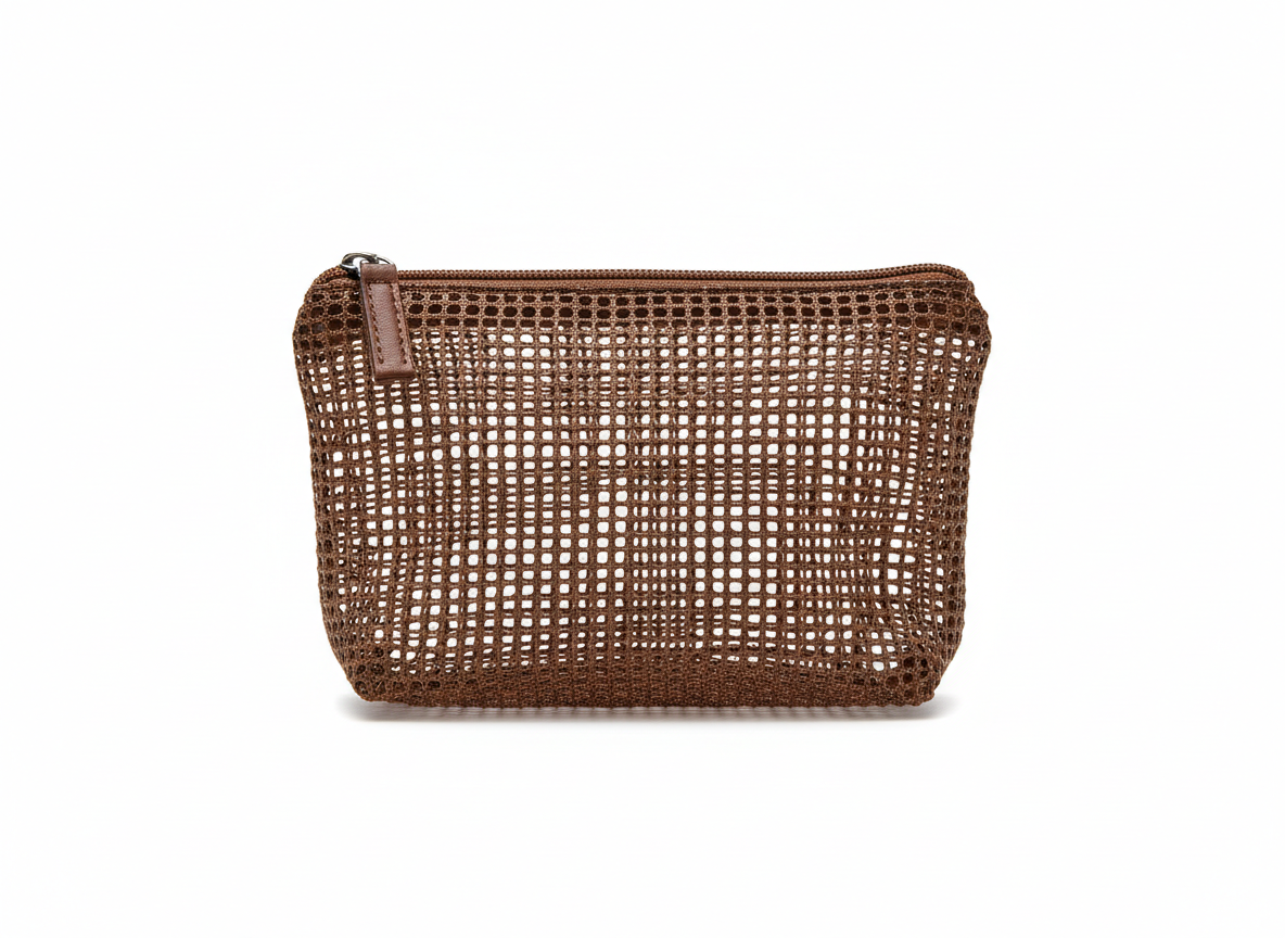Brown make up mesh bag · Small · Brown