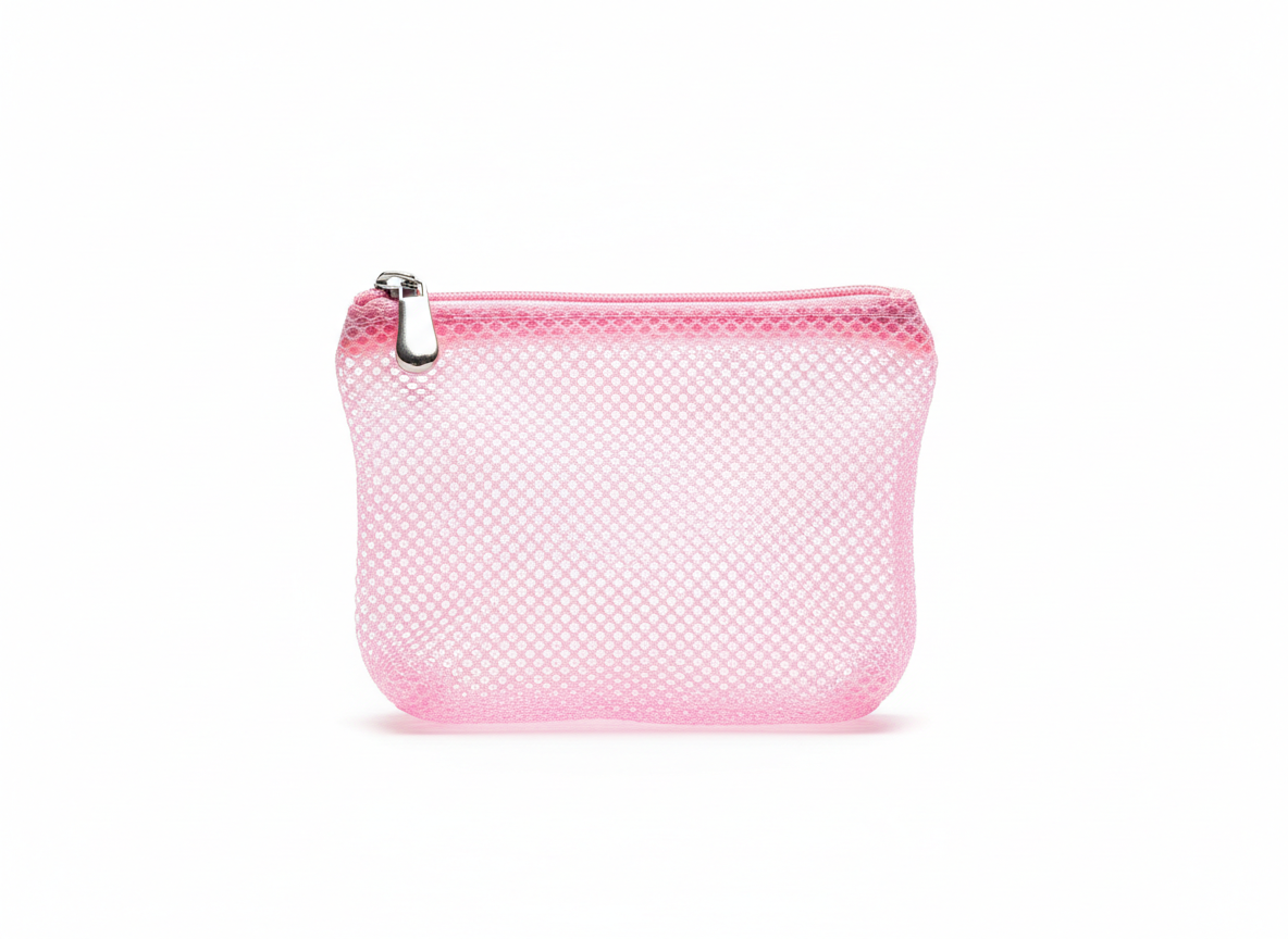 Pink make up mesh bag · Small · Pink