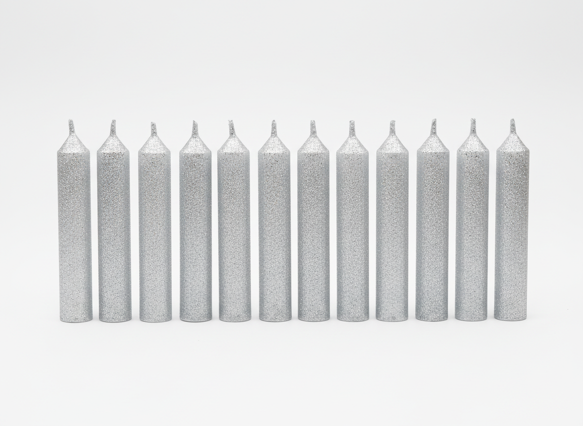 Set silver party glitter candles · Set · Silver