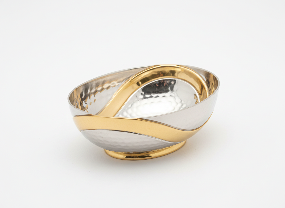 Silver gold metal date bowl · Small Silver and Gold · 11×6 cm