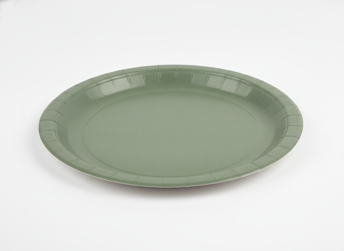 Khaki green party paper plate · 9 inch · Khaki Green