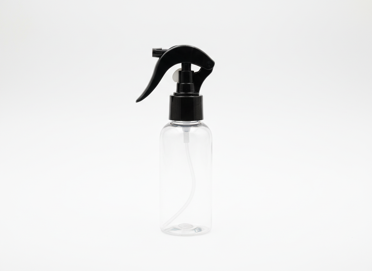 Clear black handle spray bottle · Clear With Black Handle · 150 ml