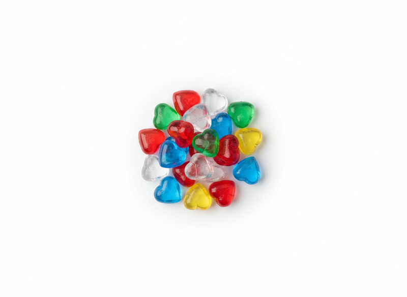 Reusable colored plastic heart shape ice cubes
