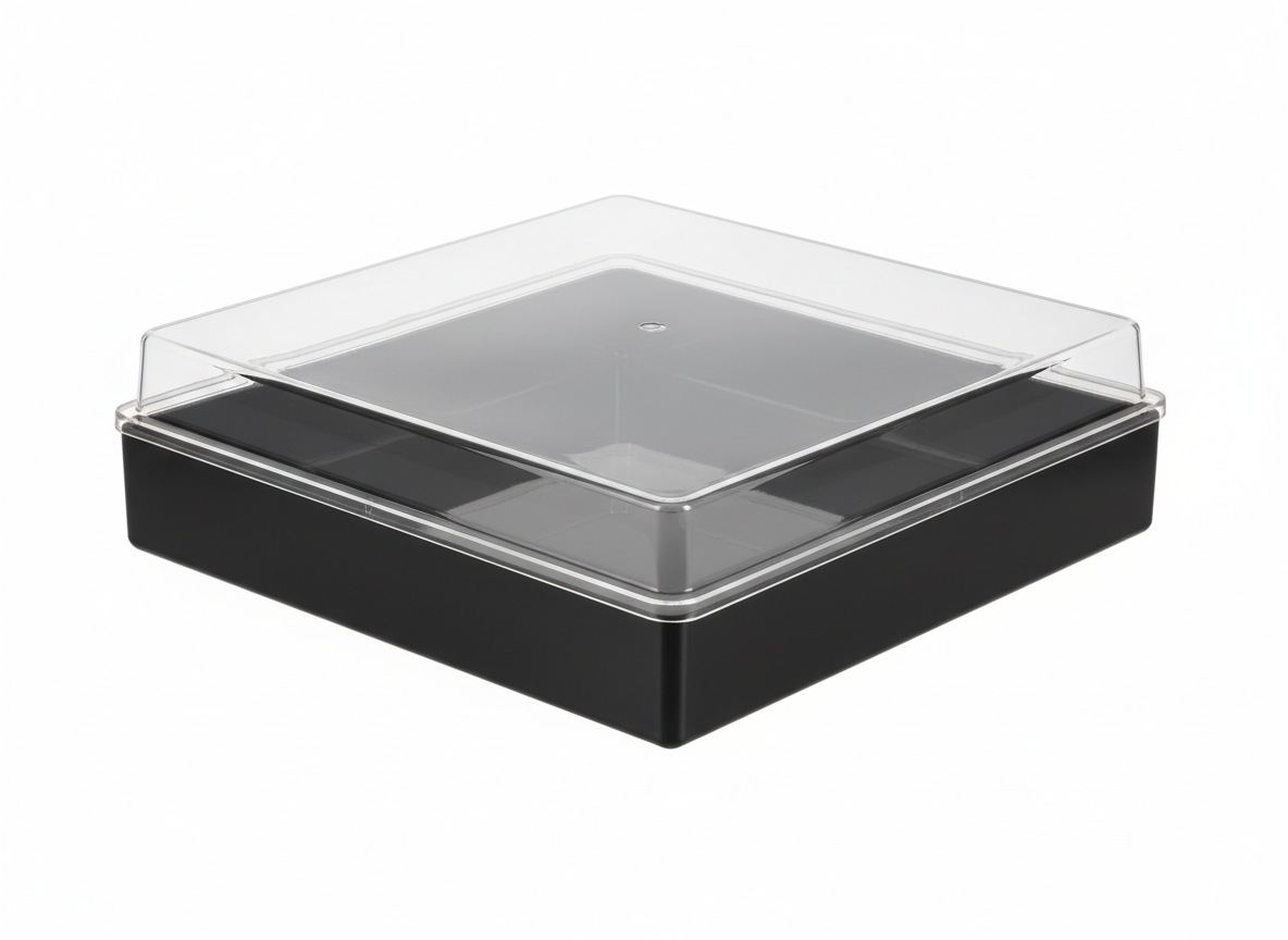 Acrylic serving tray with lid · Black Clear · 30x30x15