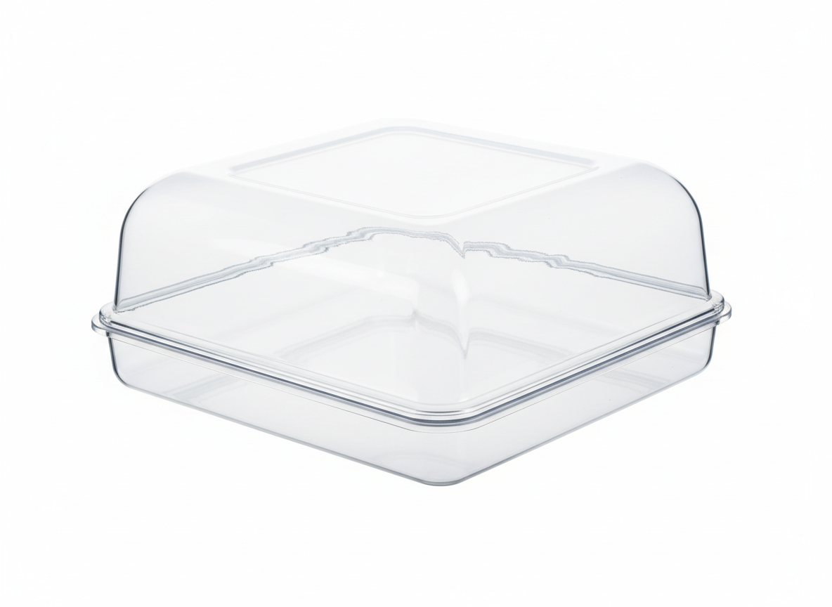 Acrylic serving tray with lid · 45x25x4