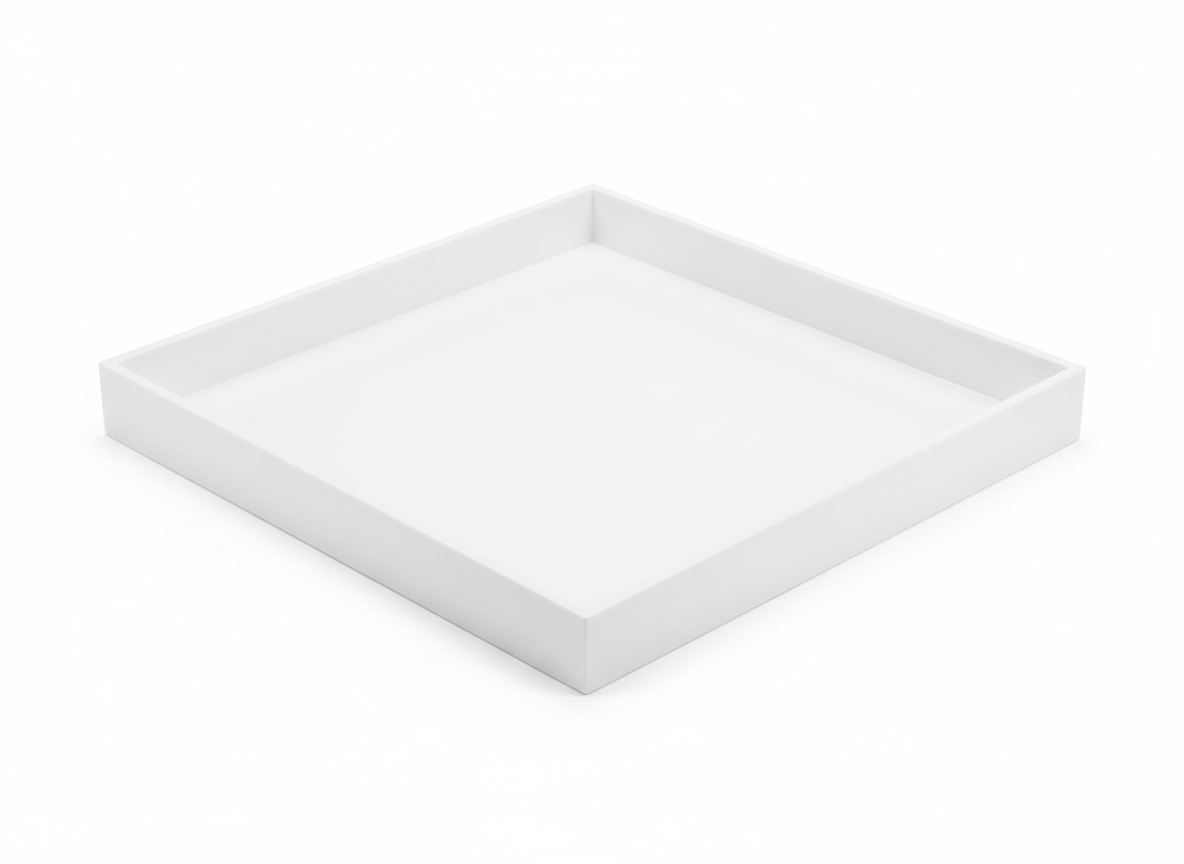 White acrylic square tray · White · 40 x 40 x 5 cm