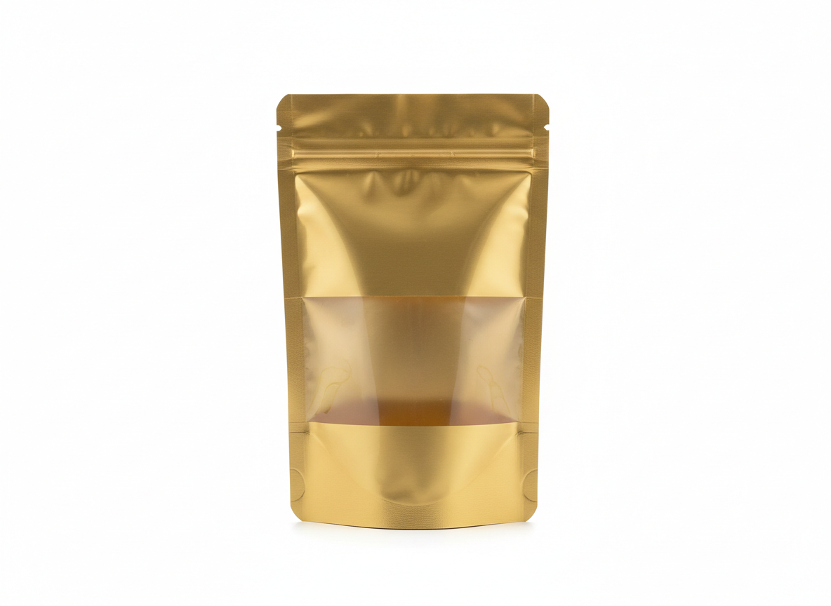 Gold with window foil zipper bag · Gold · 15×8cm