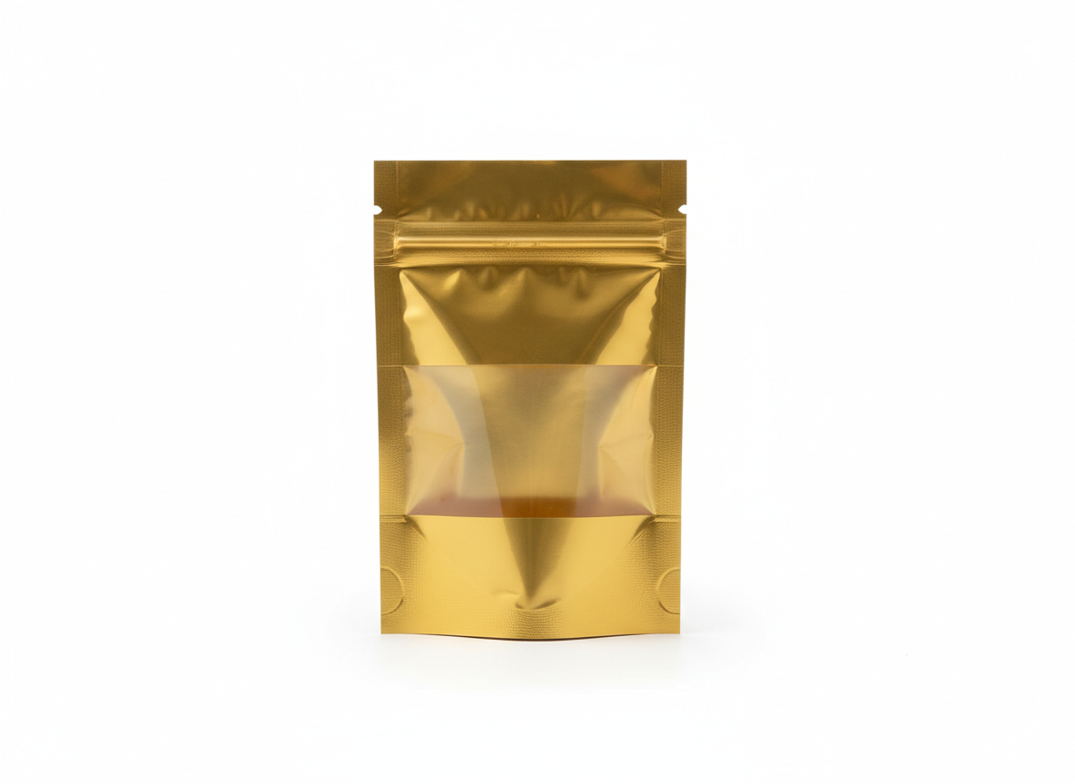Gold with window foil zipper bag · Gold · 9×5cm