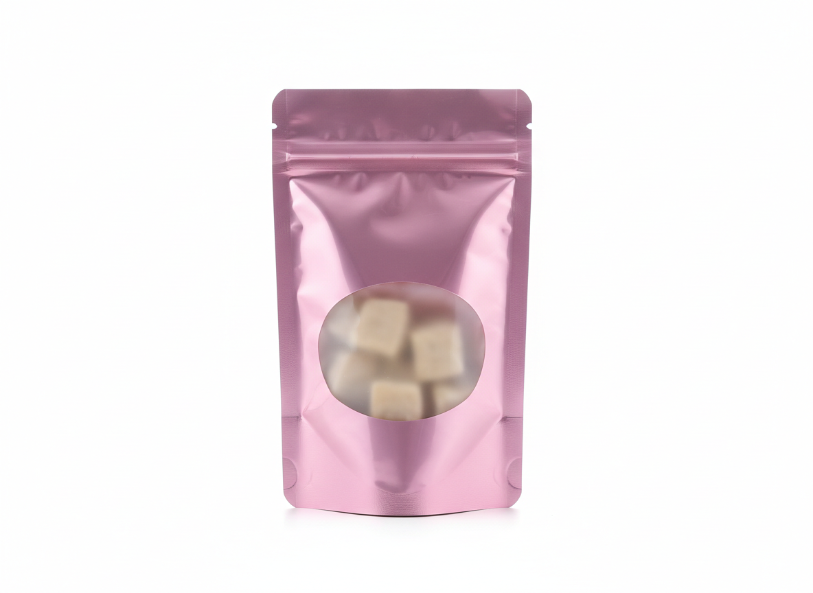 Pink with window foil zipper bag · Pink · 15×8cm