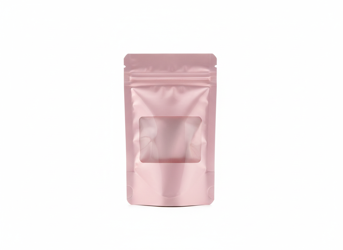 Pink with window foil zipper bag · Pink · 9×5cm