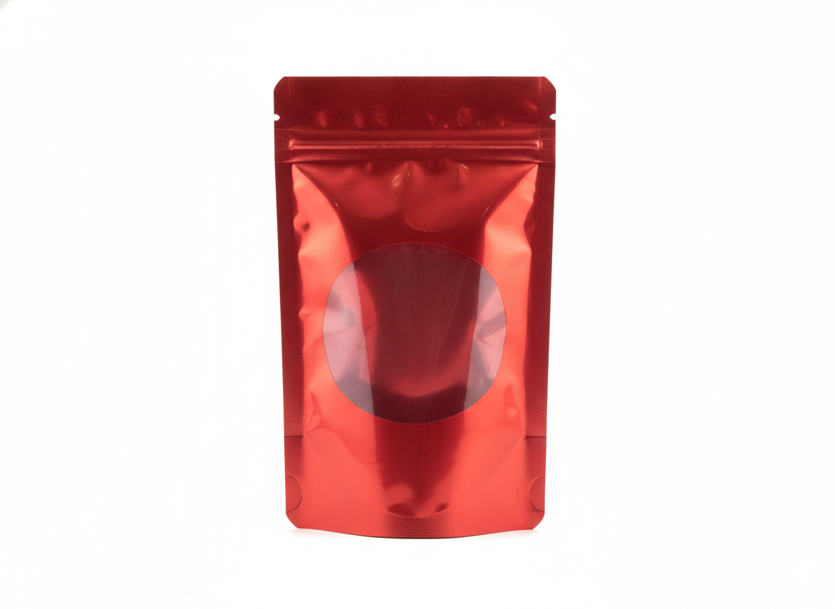 Red with window foil zipper bag · Red · 14×10cm