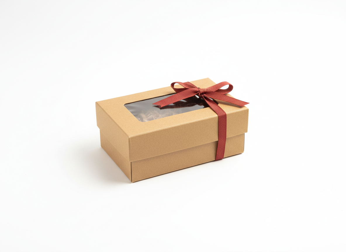Kraft with bow gift window box · Kraft Small · 21 x 1 4 x 7 cm