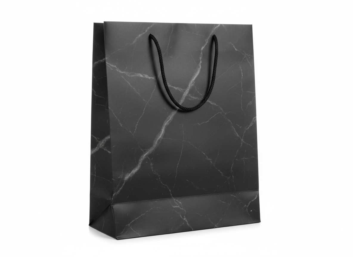 Black grey marble design paper bags · Black Grey · 33x26x12 cm