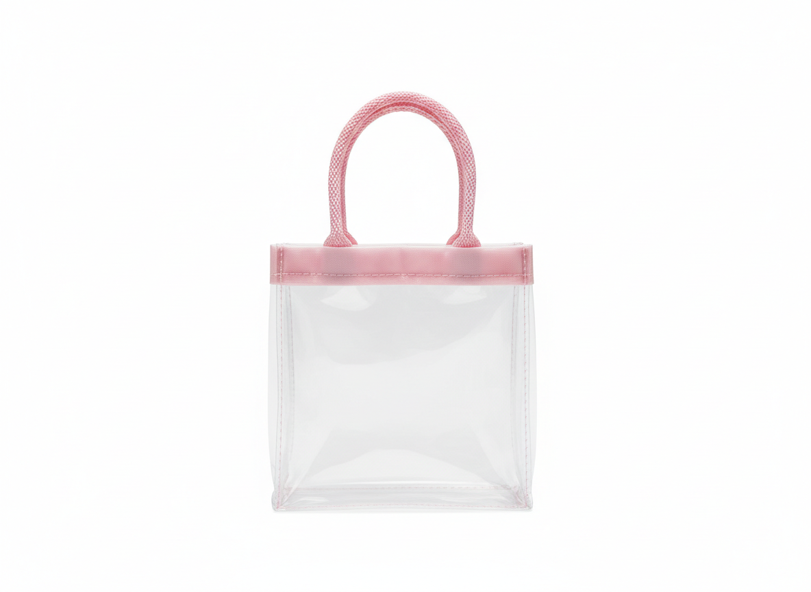 Clear pink with handle nylon gift bag · Clear Pink · 20 x 18 x 10 cm