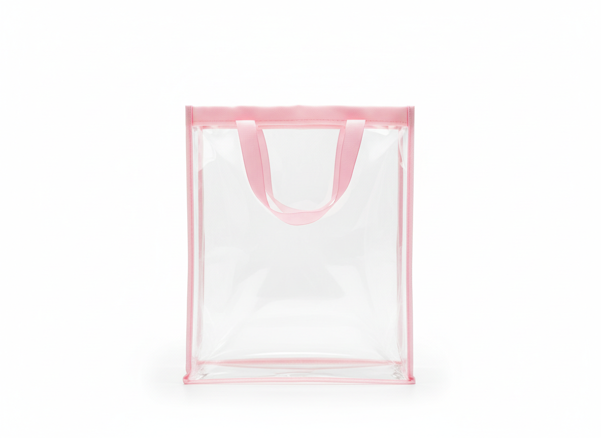 Clear pink with handle nylon gift bag · Clear Pink · 28 x 25 x 14 cm