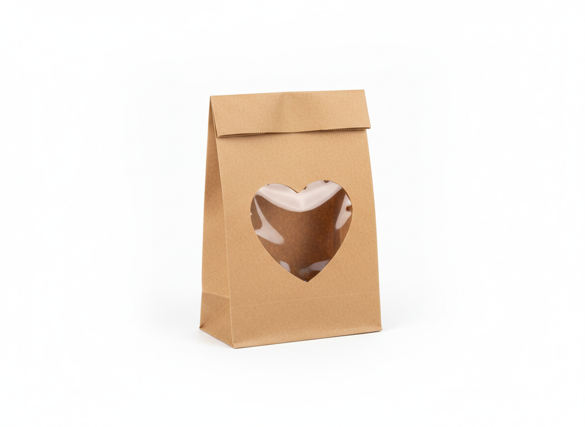 Kraft designed window paper bag · Kraft With Designed Window · Small 15x14x7 cm