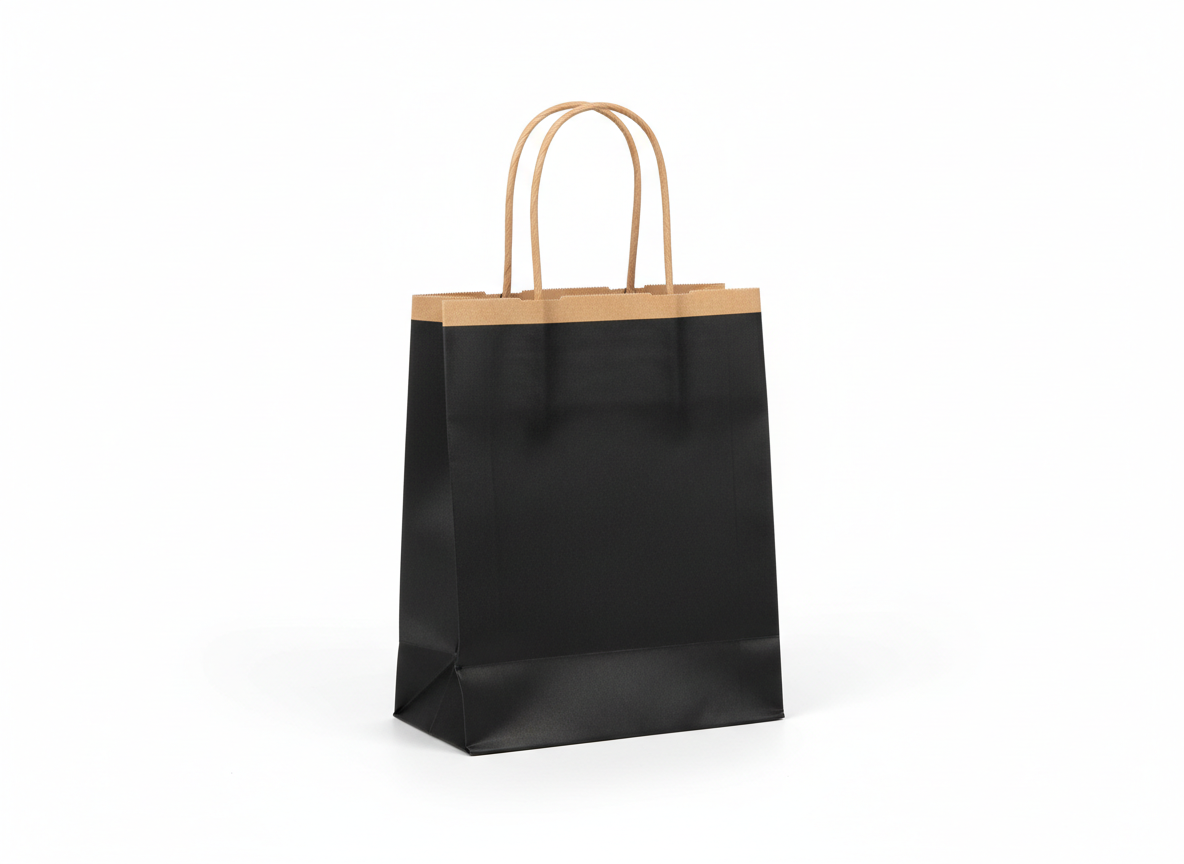 Black brown paper bag · X Small · 21 x 15 cm · Black/Brown